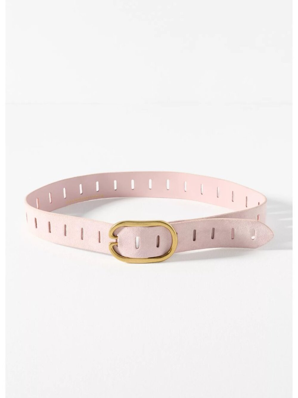 Anthropologie Adjustable Leather Notch Belt Pink Suede S